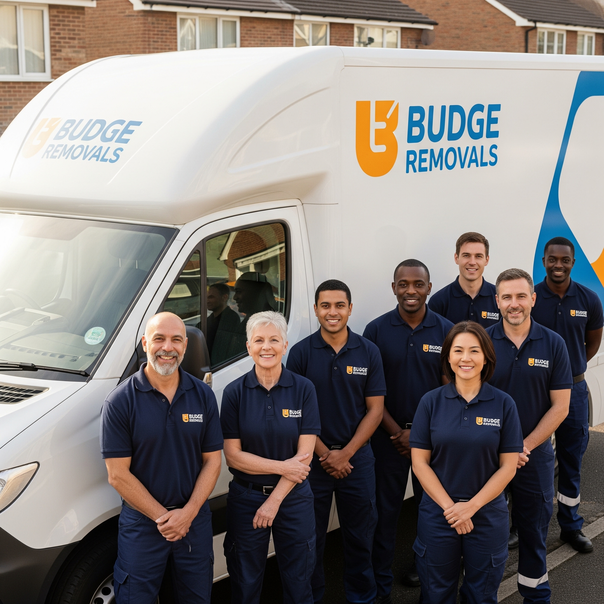 Removals van and team